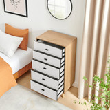 Bisset Off White and Wood Effect 5 Drawer Tall Chest of Drawers - Bisset-chest-with-5-drawers-3.jpg