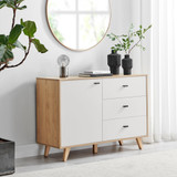 Bisset Off White and Wood Effect 1 Door and 3 Drawer Sideboard - Bisset-Medium-Storage-Sideboard-1.jpg