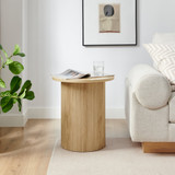 Penrose Round Oak Effect Pedestal Side Table - Penrose-side-table-oak-2.jpg