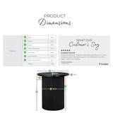 Penrose Round Black Wood Pedestal Side Table - Penrose-Side-Table-Infogrpahic-Black.png
