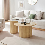 Penrose Round Oak Effect Wood Pedestal Coffee Table - Penrose-coffee-table-and-side-table-oak.jpg