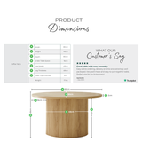 Penrose Round Oak Effect Wood Pedestal Coffee Table - Penrose-Coffee-Table-Infogrpahic-Oak.png