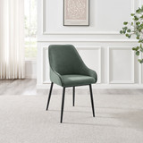 Penrose Black Round Dining Table & 4 Beaumont Chairs - Beaumont-Dining-chairs-Green-Fabric-Black-legs-4.jpg