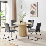 Penrose Oak Round Dining Table & 4 Halle Chairs - Penrose-oak-dining-table-halle-dark grey-set.jpg