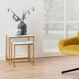 Alissa Rectangular White Marble Glass and Gold Nest of 2 Side Tables - Alissa-Nest-Tables-White-Marble-1-CROP.jpg