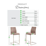 Furniturebox UK Counter Stools - Lorenzo - 2x Tan Brown Faux Leather Upholstered Dining Counter Stools Silver Chrome Metal Legs - Cantilever Leg - Vertical Stitching - Modern Dining Kitchen Furniture - Infographic_Leonardo_Bar_Stool.jpg