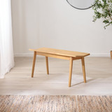 Lynton Oak Effect Solid Wood Small Dining Bench - LYNTON-Solid-Wood-Oak-Effect-small-Dining-Bench-angle.jpg