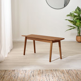Lynton Walnut Effect Solid Wood Small Dining Bench - LYNTON-Solid-Wood-Walnut-Effect-Small-Dining-Bench-angle.jpg