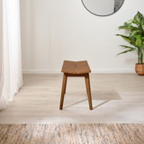 Lynton Walnut Effect Solid Wood Small Dining Bench - LYNTON-Solid-Wood-Walnut-Effect-Small-Dining-Bench-end-on.jpg