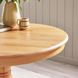 Bude Round Oak Effect Solid Wood 4 Seater Dining Table - BUDE-Oak-Effect-Wooden-Dining-Table-corner-detail.jpg