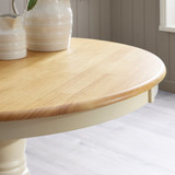 Bude Round Oak and Cream Solid Wood 4 Seater Dining Table - BUDE-Oak-and-Cream-Wooden-Dining-Table-corner-detail.jpg