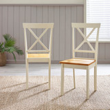 Padstow Cream Wooden Extending Dining Table & 4 Millford Chairs - MILFORD Solid Wood Cream chair Oak seat x2 - 1 front 1 back.jpg