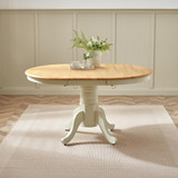 Padstow Round Oak and Cream Solid Wood Extending 4-6 Seater Dining Table - Padstow-Oak-and-Cream-Extending-Dining-Table-Hero-extended.jpg