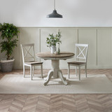 Padstow Round Whitewashed and Light Grey Solid Wood Extending 4-6 Seater Dining Table - Padstow-Whitewash-Table-Hero.jpg