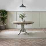 Padstow Round Whitewashed and Light Grey Solid Wood Extending 4-6 Seater Dining Table - Padstow-Whitewash-Table-straight-on-extended.jpg.jpeg