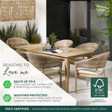 Asa Wood Table + 6 Wood & Wicker Chairs Outdoor Dining Set - Asa-6-Set-USP-Graphic.png