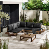 Brisa Walnut Effect Wood & Black 5 /6 Seat Garden Sofa Set - BRIS-OUT-SOF-6-WAL-ANGLE.jpg
