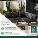 Brisa Walnut Effect Wood & Black 5/6 Seat Garden Sofa Set - Brisa-6-Walnut-USP-Graphic.png