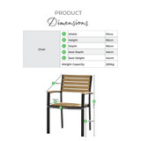 Malva 2 x Teak Effect Wood & Black Outdoor Dining Chairs - Infographics_Malva_Chair.jpg