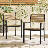 Malva 2 Seat Teak Effect Wood & Black Outdoor Dining Set - MALV-OUT-DIN-CHR-2-BLK-ANGLE.jpg