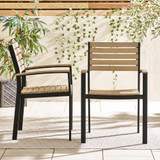 Malva 2 Seat Teak Effect Wood & Black Outdoor Dining Set - MALV-OUT-DIN-CHR-2-BLK-STRAIGHT.jpg