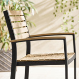 Malva 2 Seat Teak Effect Wood & Black Outdoor Dining Set - MALV-OUT-DIN-CHR-2-BLK-FEAT1.jpg