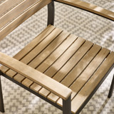 Malva 2 Seat Teak Effect Wood & Black Outdoor Dining Set - MALV-OUT-DIN-CHR-2-BLK-SEAT.jpg