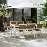 Dubai White & Wood Polywood 8 Seat Garden Dining Set - DUB-OUT-DIN-SET-8-WHT-PARASOL.jpg