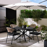 Nanterre Black Round Table + 4 Elba Chairs Outdoor Set - Nanterre-Black-Round-Garden-Table-4-Elba-Chairs-3-Parasol.jpg