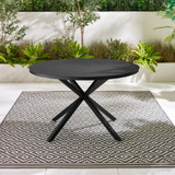 Nanterre & Elba Black Metal & Rattan 4 Seat Round Table Garden Dining Set - Nanterre-Black-Round-Garden-Table-1.jpg