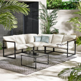 Hydra Black Metal & Cream 5 Seat Garden Sofa Set - Hydra-Outdoor-Corner-Sofa-Cream-1.jpg