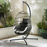 Grey Rattan & Grey Garden Hanging Egg Chair Seat  - Egg-Outdoor-Hanging-Chair-Grey-1.jpg