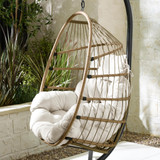 Beige Rattan & Cream Garden Hanging Egg Chair Seat  - Egg-Outdoor-Hanging-Chair-Natural-3.jpg