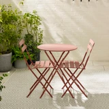 Cabo Pink Metal 2 Seat Garden Bistro Set - Cabo-Metal-Foldging-Bistro-Set-Pink-3.jpg
