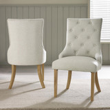 Padstow Cream Wooden Extending Dining Table & 4 Beige Belgravia Chairs - Belgravia-Cream-Linen-Oak-Dining-Chair-1-front-1-back.jpg
