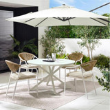Nanterre & Elba Cream Metal & Rattan 4 Seat Round Table Garden Dining Set - Nanterre-Cream-Round-Garden-Table-4-Elba-Chairs-1.jpg