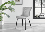 Nina White Marble Ceramic Top Round Dining Table and 4 Light Grey Nora Chairs - Nora-Light Grey-Velvet-black-Leg-Dining-Chair-2.jpg