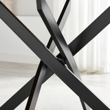 Novara Black Top Dining Table & 6 Halle Fabric Chairs - Novara-Black-120cm-round-dining-table-4.jpg
