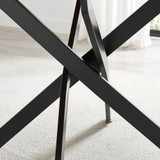 Leonardo Black Top Dining Table & 6 Halle Fabric Chairs - Leonardo-6-Dining-Table-Black-Top-Black-Legs-4.jpg