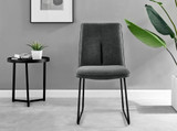 Leonardo Black Top Dining Table & 6 Halle Fabric Chairs - Halle-Dark Grey-Fabric-Black-Leg-Dining-Chair-1.jpg