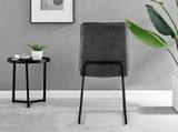 Leonardo Black Top Dining Table & 6 Halle Fabric Chairs - Halle-Dark Grey-Fabric-Black-Leg-Dining-Chair-4.jpg