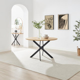 Novara Round Oak Veneer and Black Metal 6 Seater Dining Table - Novara-Oak-120cm-round-dining-table-1.jpg