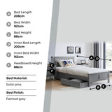 Azure Modern Grey Solid Pine Single Bed + Windsor Mattress - 171-FBOX-Azure-Single-Bed-2.jpg