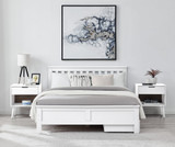 Azure White Solid Pine Double Bed Frame + Windsor Mattress + 4 Drawers - azure-white-wooden-modern-double-bed-2.jpg