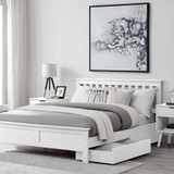 Azure Modern White Solid Pine Double Bed + Windsor Mattress + 4 Drawers - azure-modern-white-solid-pine-double-bed-mattress-4-drawers-crop.jpg