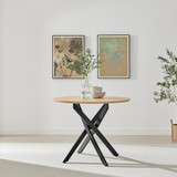 Novara Round Oak Veneer and Black Metal 4 Seater Dining Table - Novara-Oak-100cm-round-dining-table-2.jpg