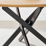 Novara Round Oak Veneer and Black Metal 4 Seater Dining Table - Novara-Oak-100cm-round-dining-table-4.jpg