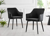 Novara Oak Effect Dining Table & 4 Calla Black Velvet Chairs - Calla-black-black-dining-chair.jpg
