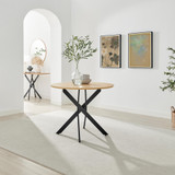 Novara Oak Effect Dining Table & 4 Beaumont Green Fabric Chairs - Novara-Oak-100cm-round-dining-table-1.jpg