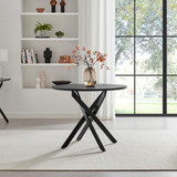 Novara Black Top Dining Table & 4 Halle Fabric Chairs - Novara-Black-100cm-round-dining-table-2.jpg